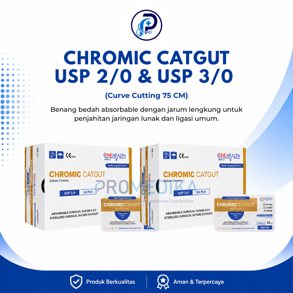 CHROMIC CAT GUT 2/0 &amp; 3/0 (CURVE CUTTING 75 CM)